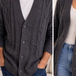 Old Navy Y2K Chunky Cable Grandpa Cardigan | Unisex | Size S (Fits L–XL)